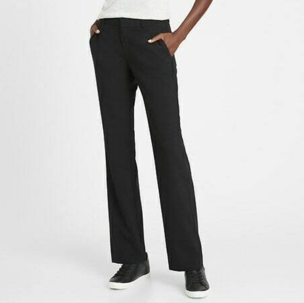 Banana Republic Logan Trouser-Fit Washable Wool-Blend Pant Black 10P